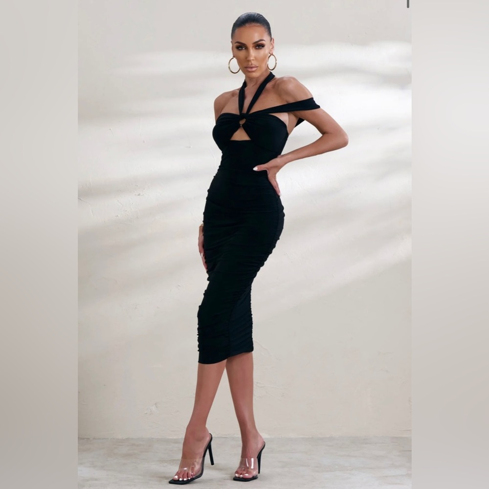 Black midi dress with cutouts. Club L London NWT
